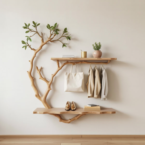 Sculptural Entryway Tree Coat Rack Organic Modern Wall Tree