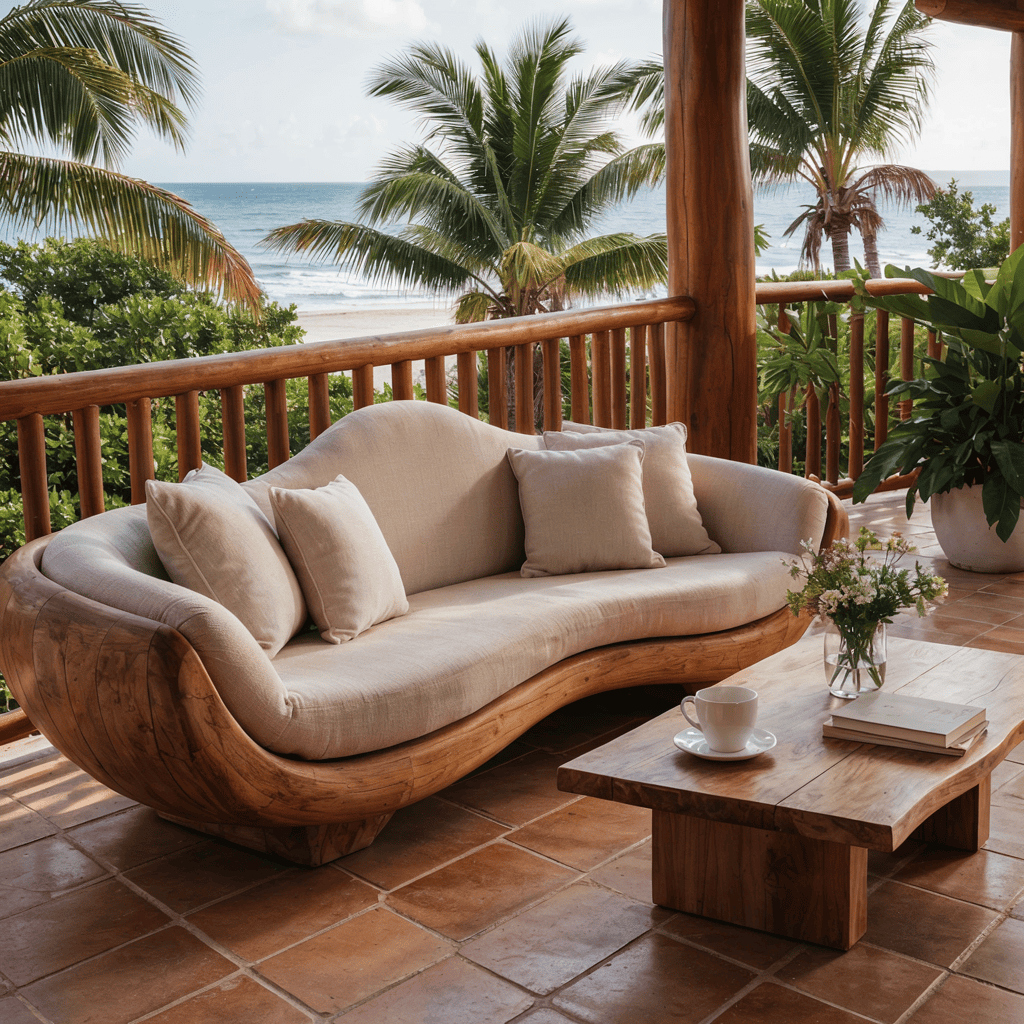 Sofa frame solid wood hand-carved curved design for contemporary living spaces