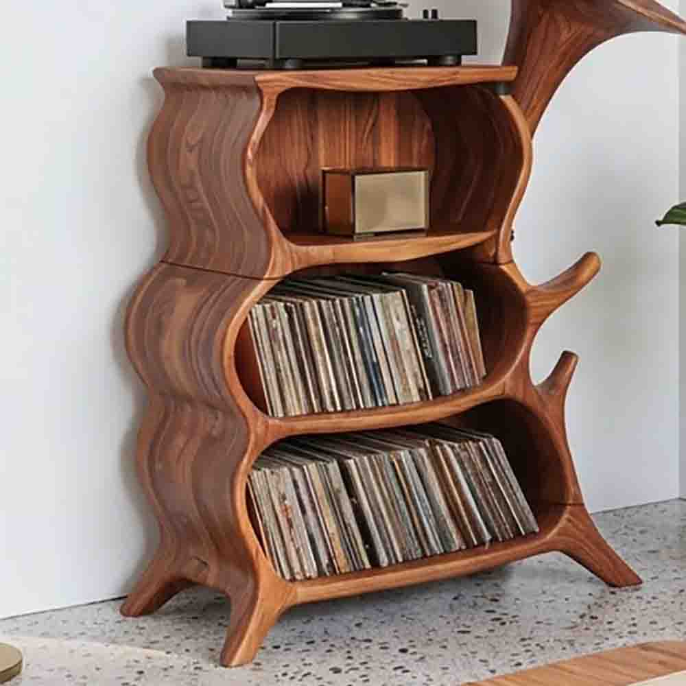 Hand-carved vinyl console in solid wood