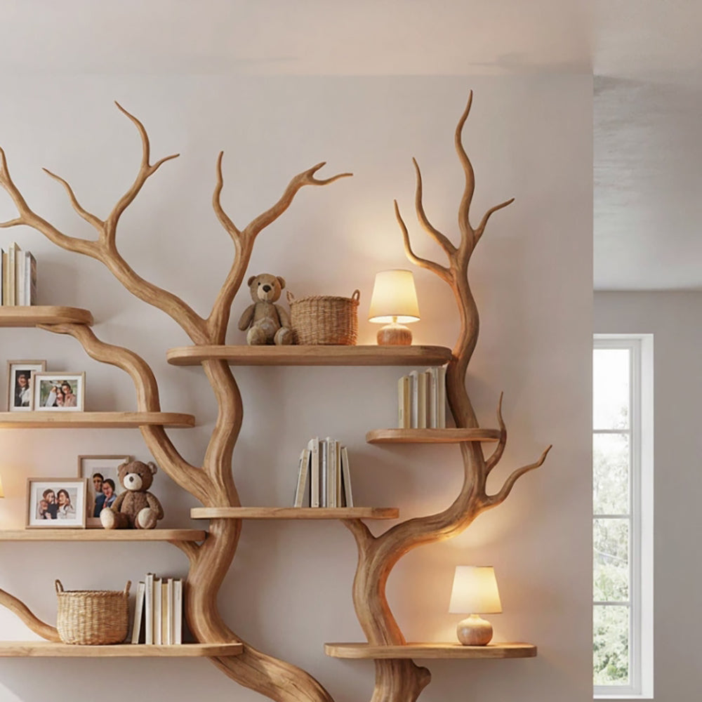 Organic tree bookshelf crafted from solid wood