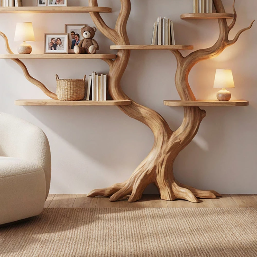 Sculptural tree bookshelf in solid wood