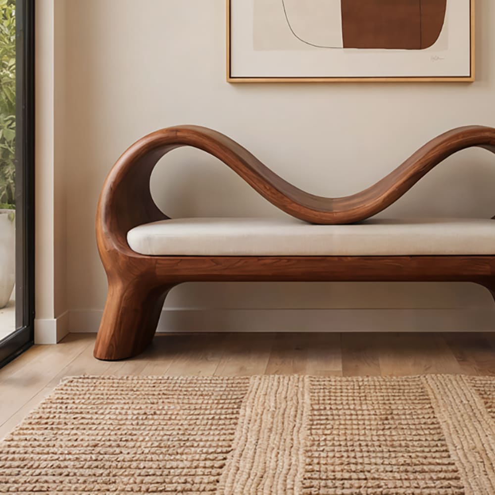 Handcrafted entryway bench in solid wood