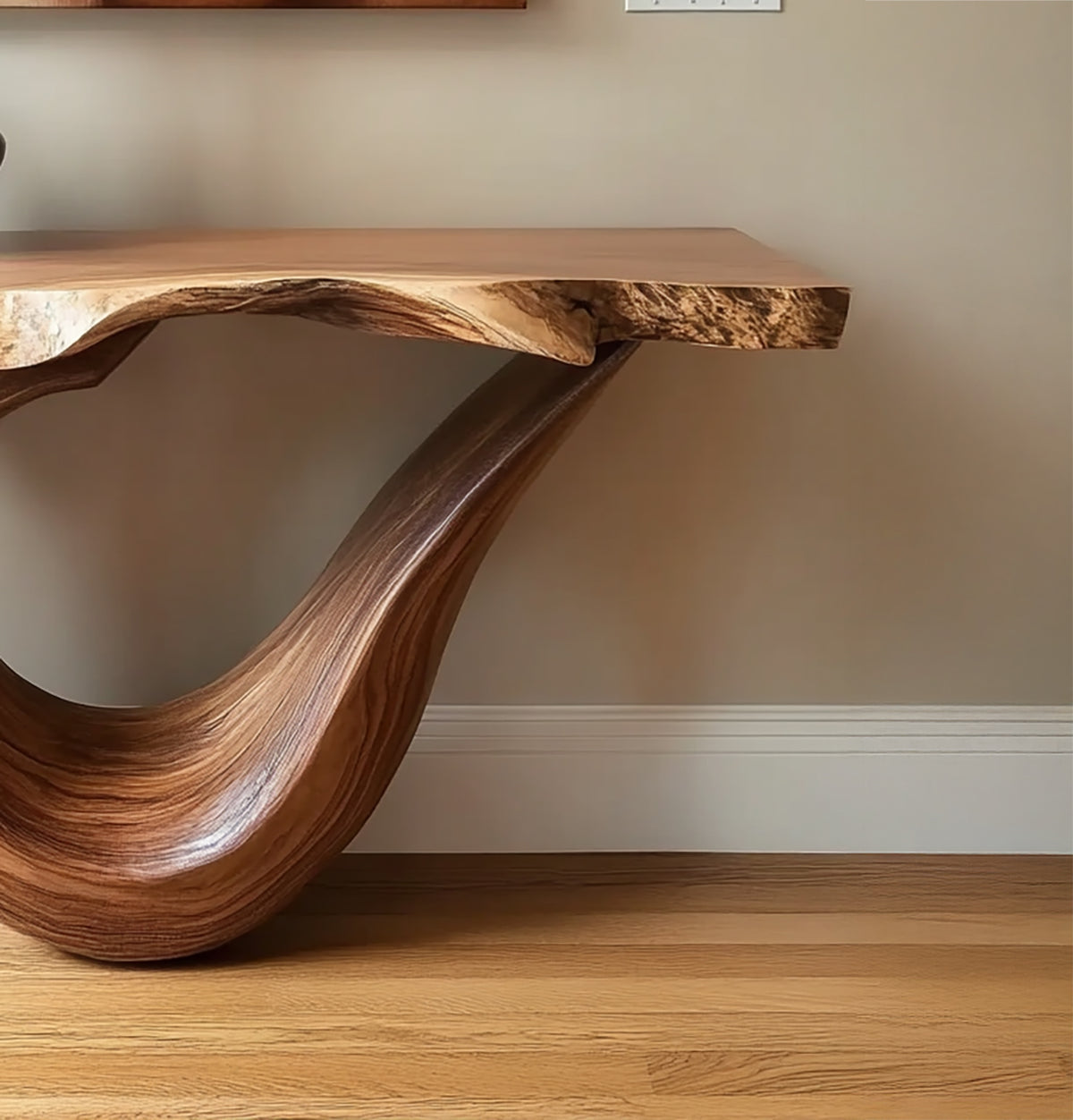 Sculptural console table for hallway with abstract silhouette