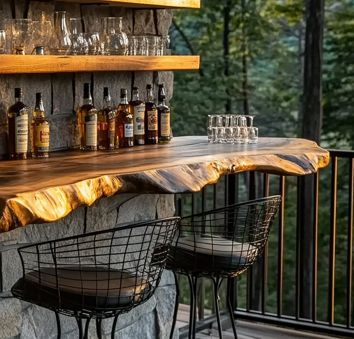 Handcrafted outdoor wood bar for patio entertaining