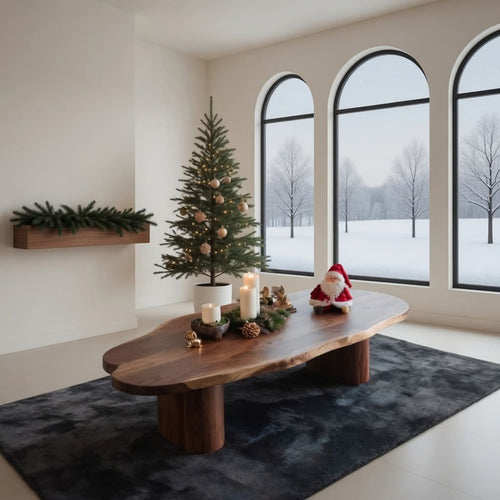 Sculptural Solid Wood Christmas Live-Edge Coffee Table