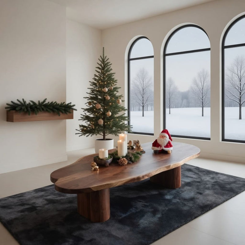 Sculptural Christmas live-edge coffee table in solid wood