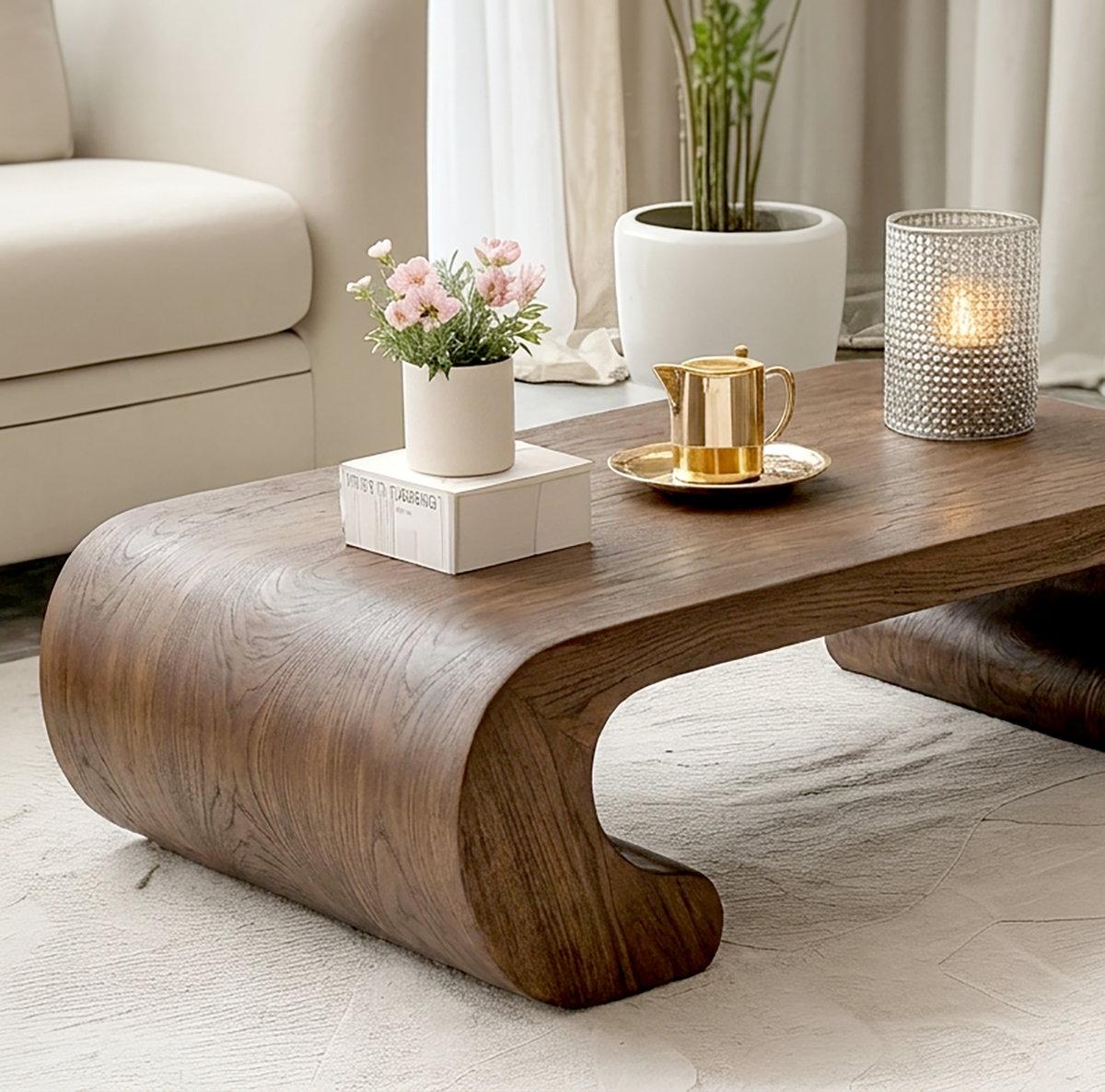 Artistic solid wood center table for living room decor