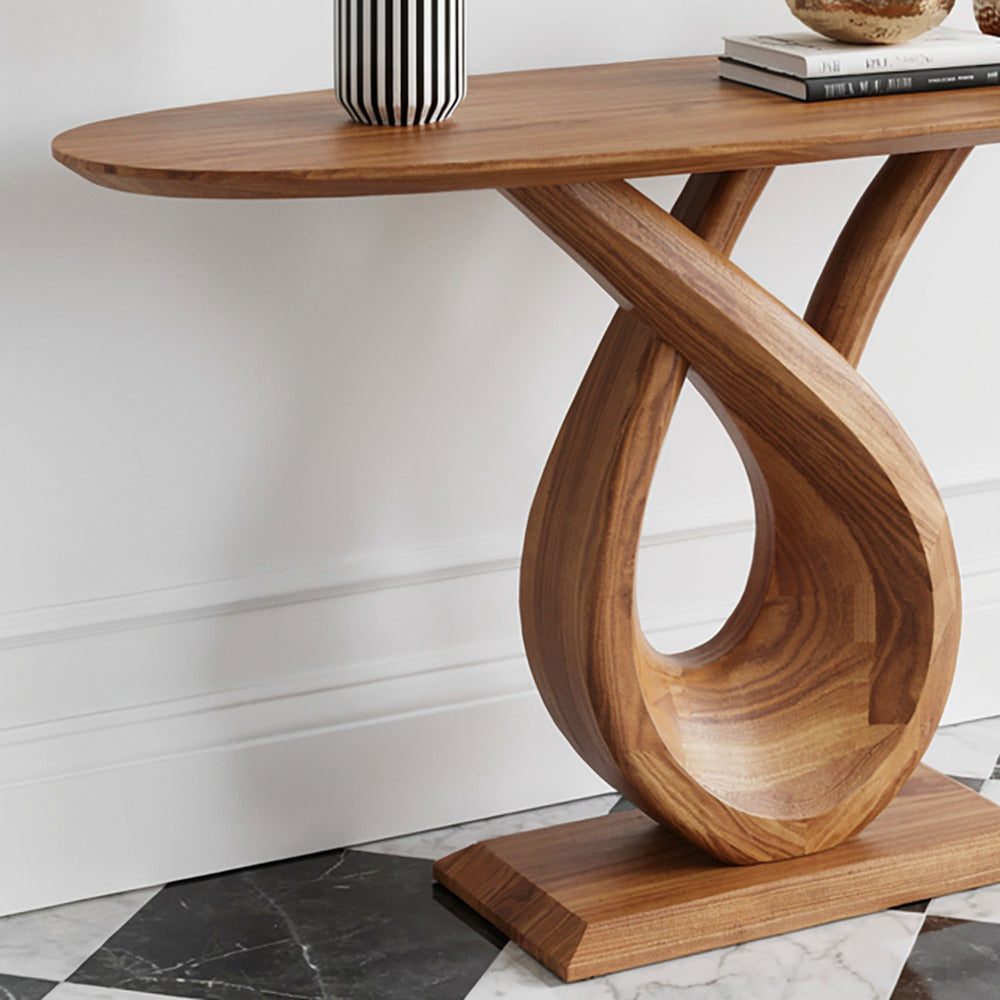 Artistic solid wood hallway console table