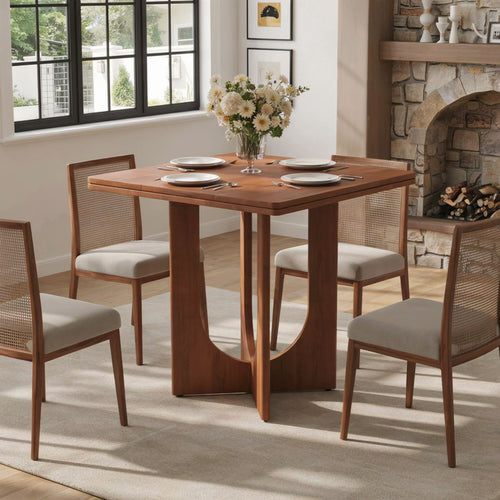 Sculptural Solid Wood Dining Table with Arch Pedestal Base