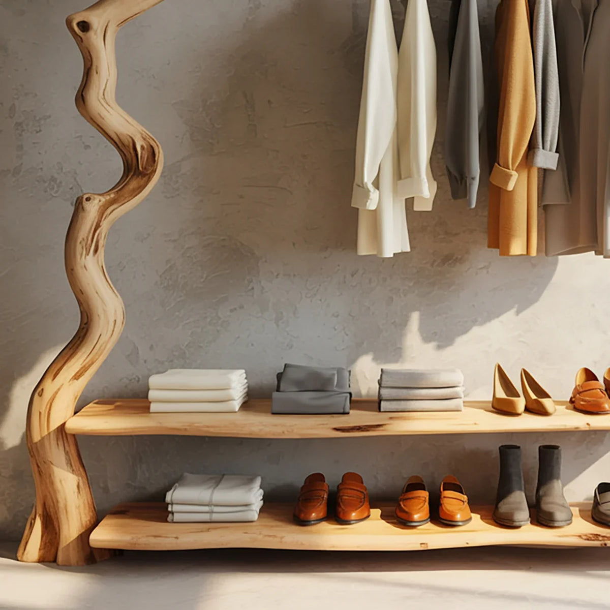 Sculptural Solid Wood Hall Tree - Artistic Branch Tree Hanger - Unique Live Edge Entryway Coat Rack