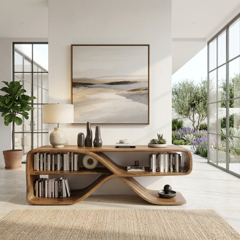 Artistic wooden sideboard crafted from solid wood