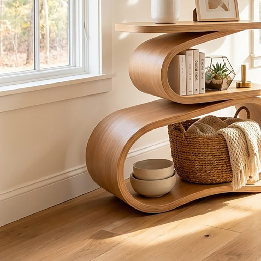 Modern tiered console table in solid wood