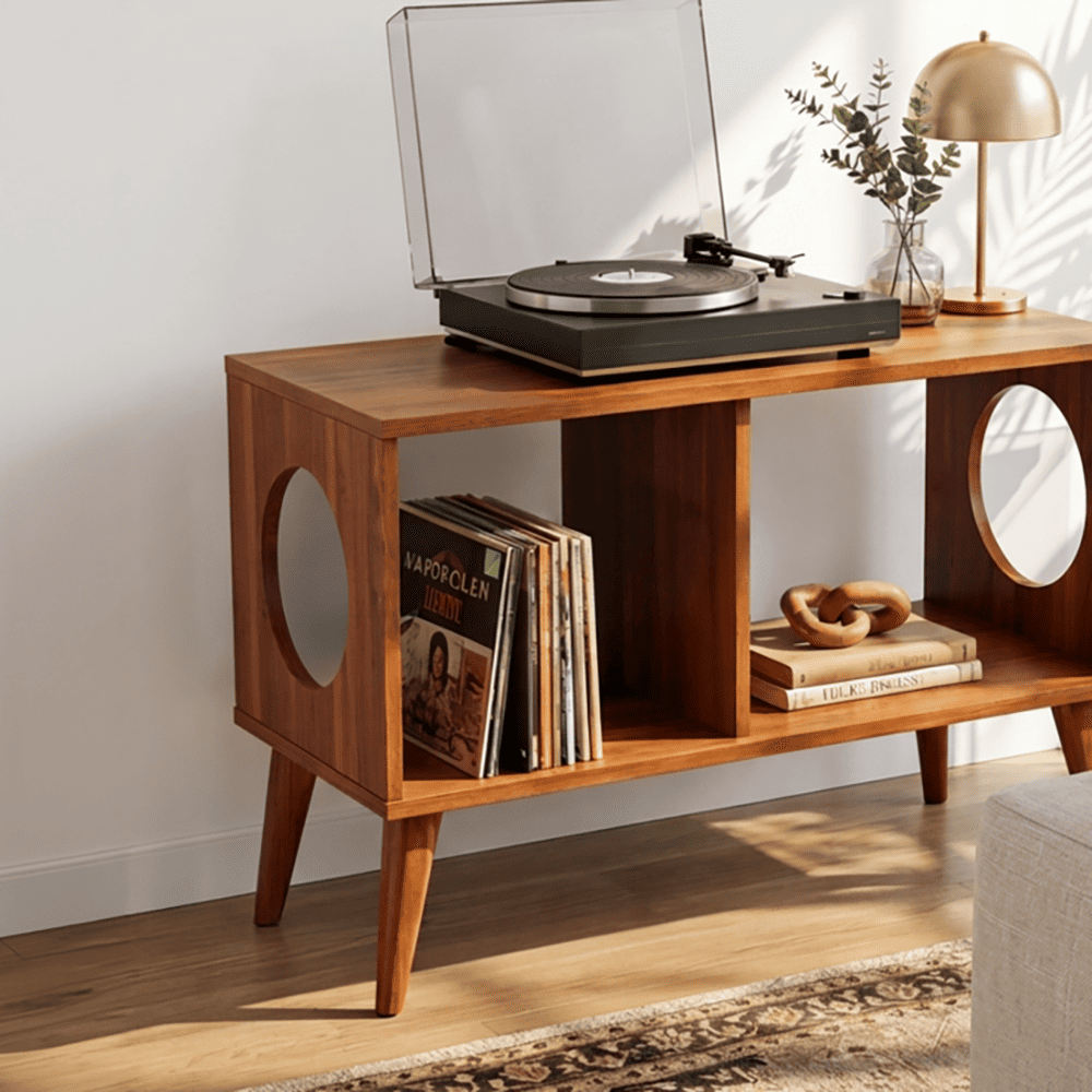 Contemporary solid wood vinyl record stand