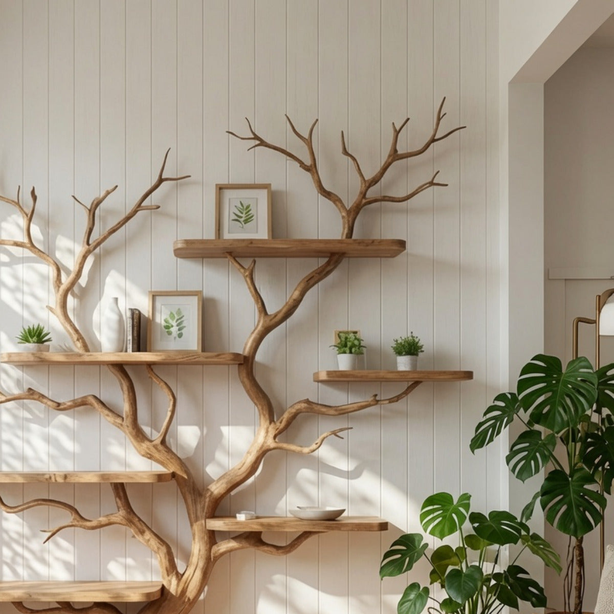 Artisan handcrafted wooden tree bookshelf