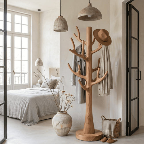 Sculptural Tree Branch Solid Wood Coat Rack & Freestanding Hall Tree