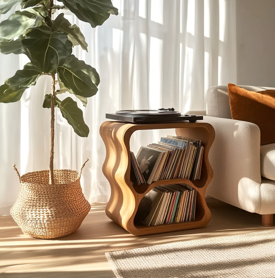 Farmhouse Style Record Stand For Entryway Design