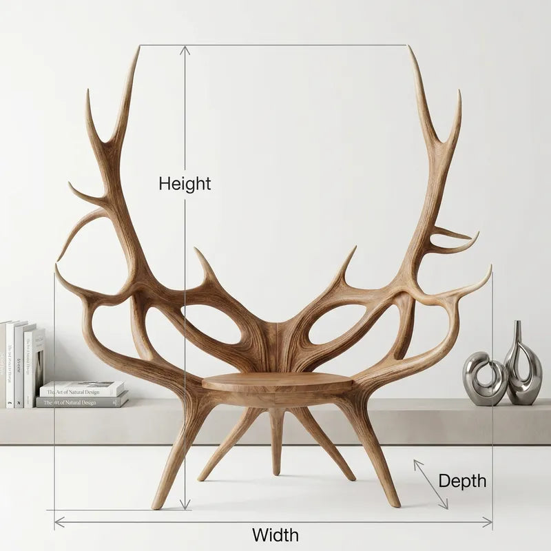 Sculptural Antler Solid Wood Chair – Organic Modern Art Chair