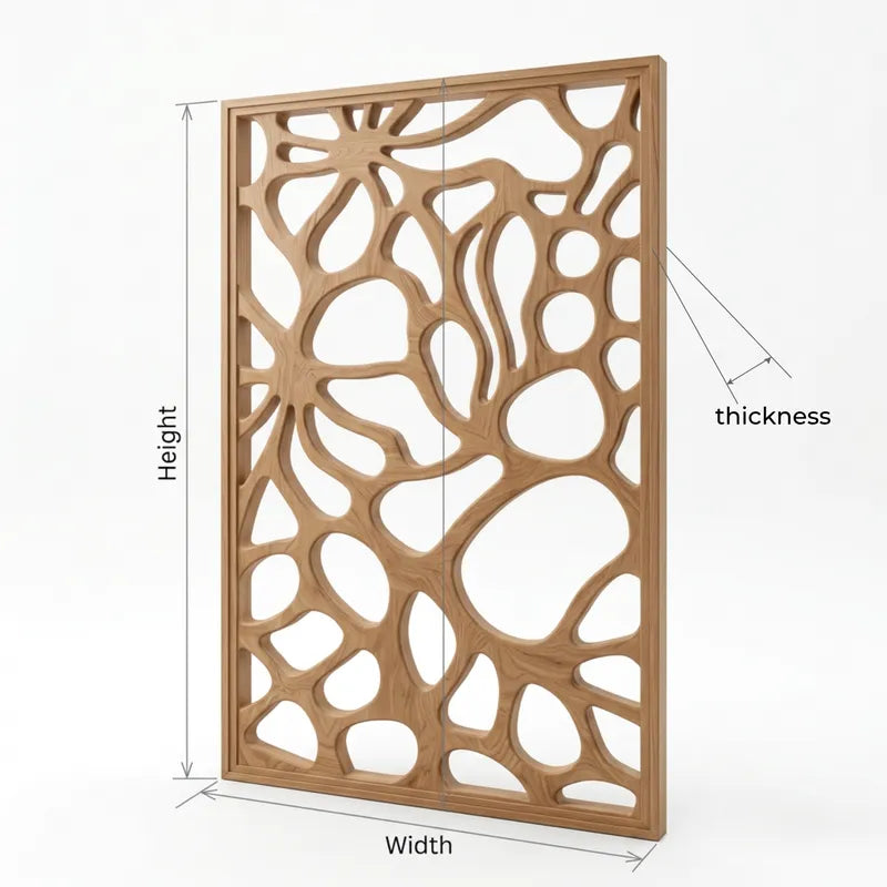 Sculptural Biophilic Solid Wood Room Divider Screen & Staircase Partition Panel
