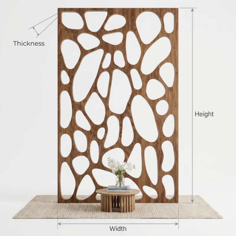 Sculptural Carved Organic Solid Wood Room Divider
