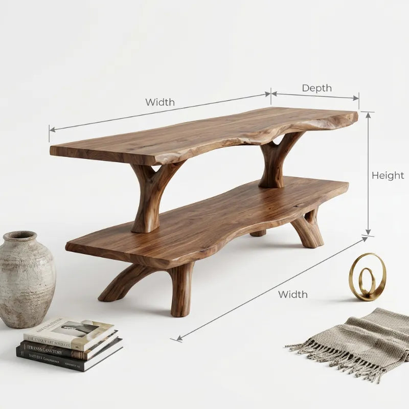 Sculptural Christmas Solid Wood Live-Edge TV Stand