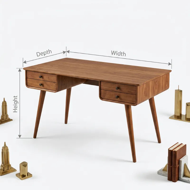 Sculptural Christmas Solid Wood Writing Desk with 4 Drawers