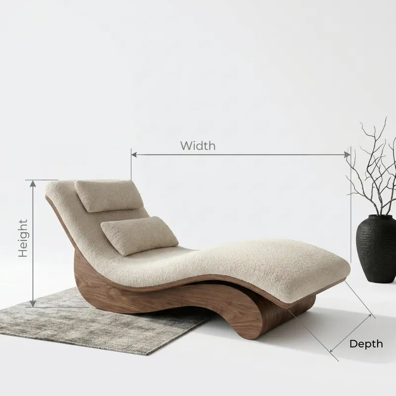 Sculptural Ergonomic Solid Wood Chaise Lounge Chair