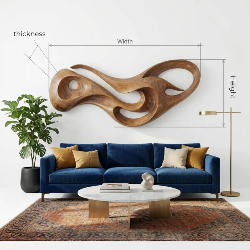 Sculptural Flowing Organic Solid Wood Wall Art