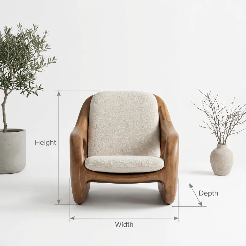 Sculptural Natural Wood Chair For Artistic Living Space