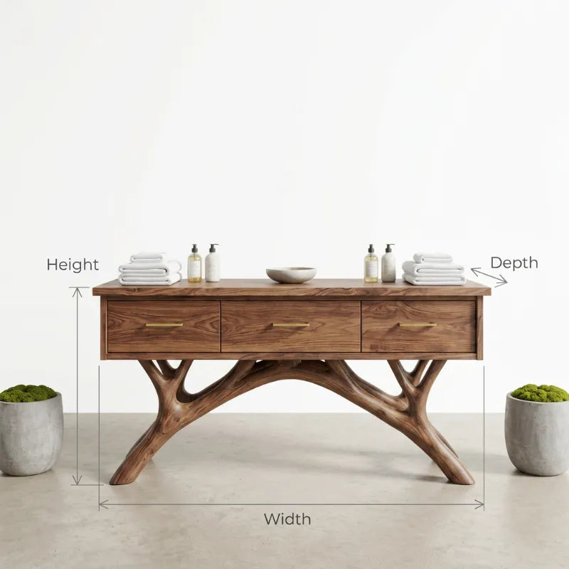 Sculptural Organic Live Edge Solid Wood Bathroom Vanity
