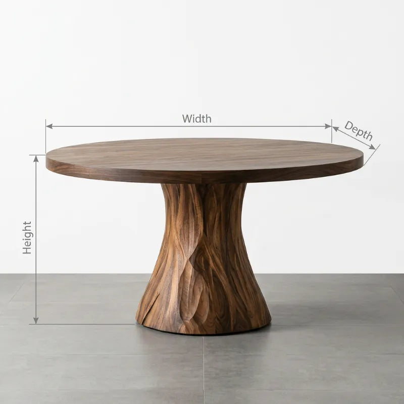 Sculptural Organic Solid Wood Round Dining Table – Outdoor Garden & Patio Table