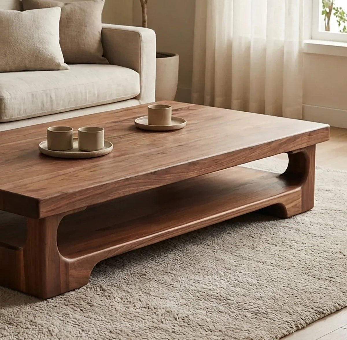 Solid wood coffee table for living room with unique design