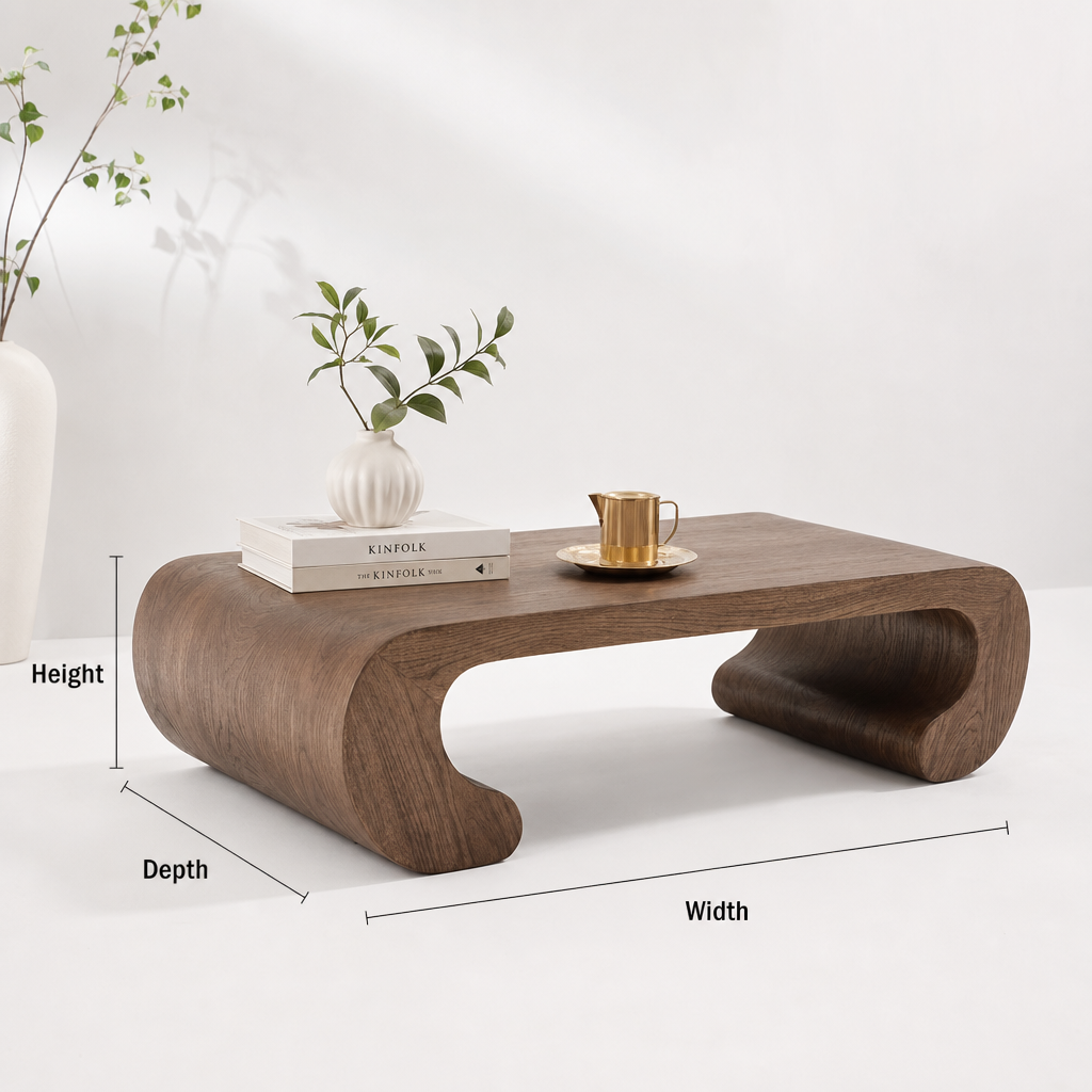 Sculptural Solid Wood Coffee Table – The Art of the Fluid Curve