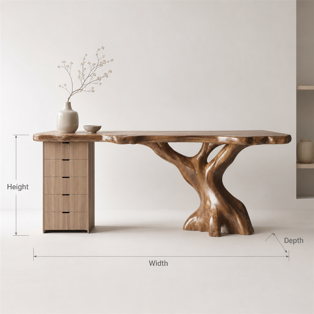 Sculptural Solid Wood Entryway Console – Tree Branch Base Design