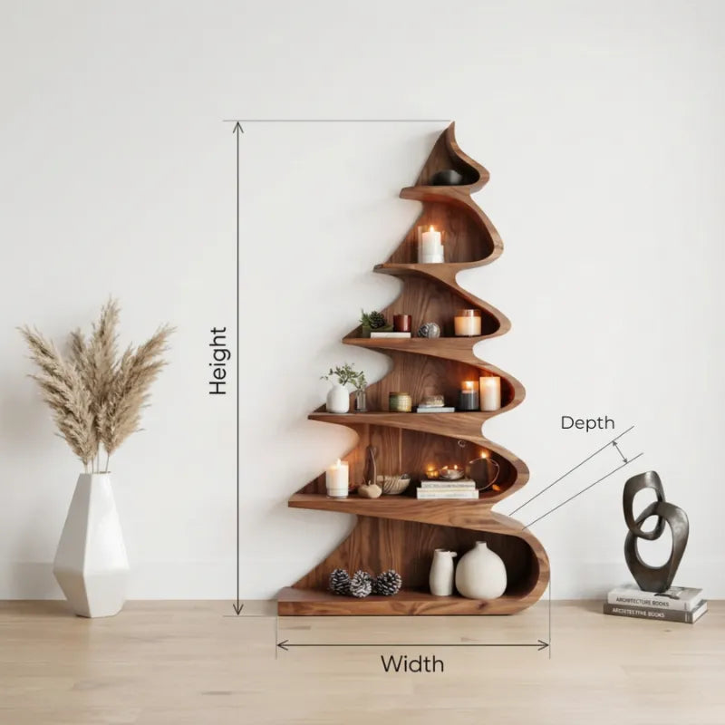 Sculptural Solid Wood Tree Bookshelf Organic Display