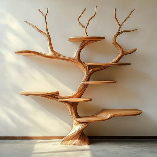 Sculptural Tree Bookshelf Artistic Branch Wall Shelf