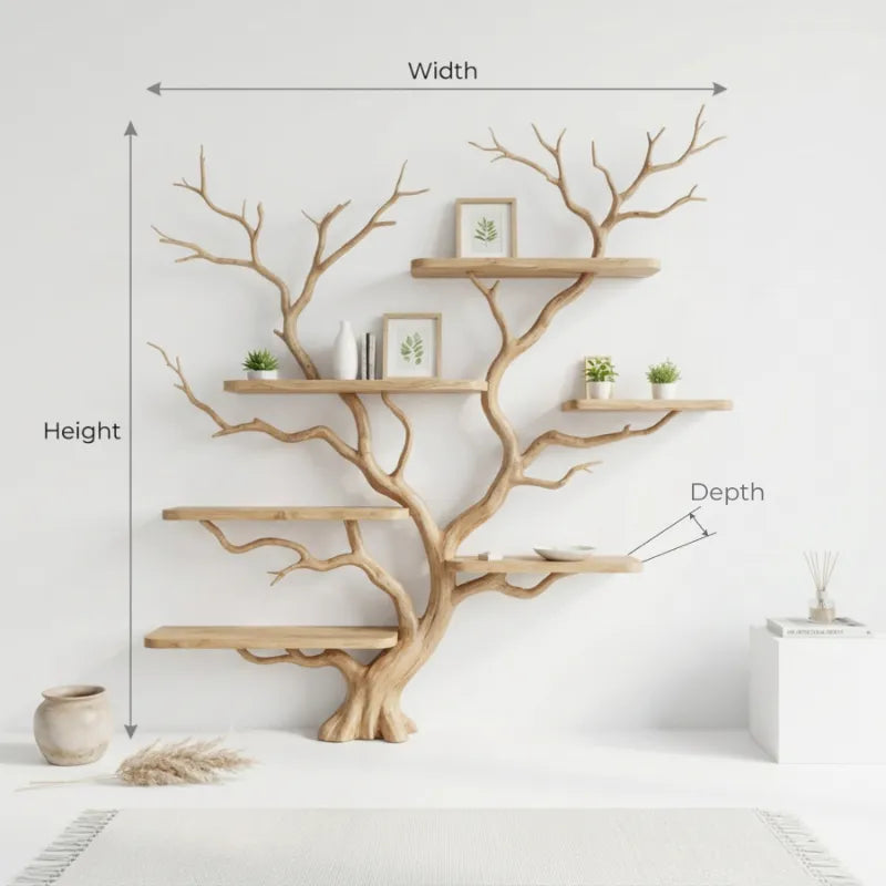 Sculptural Tree Branch Solid Wood Bookshelf