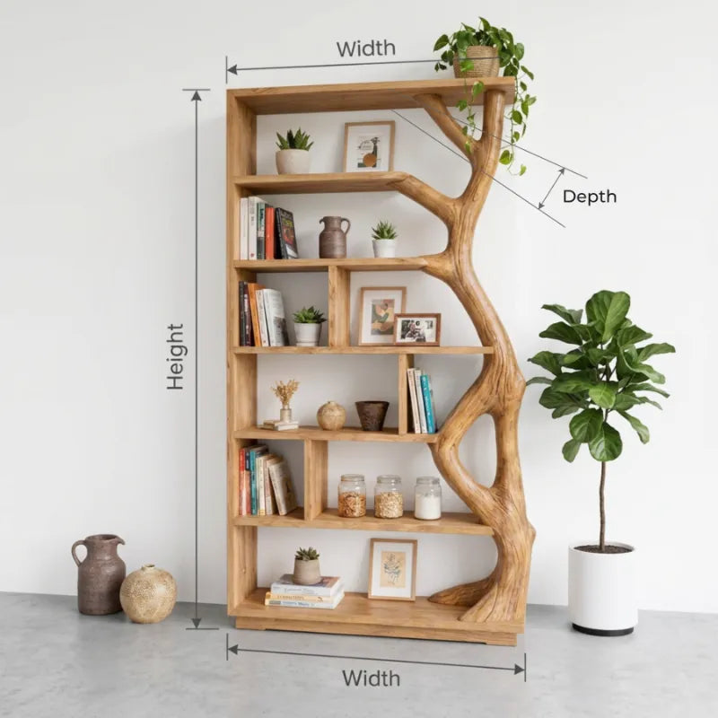 Sculptural Tree Branch Solid Wood Bookshelf