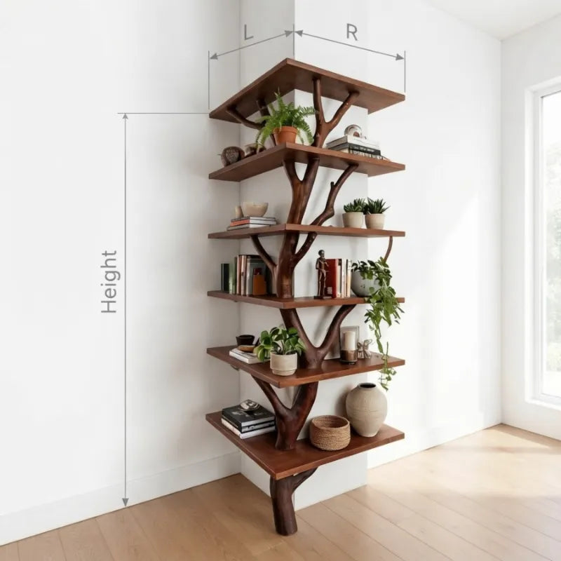 Sculptural Tree Branch Solid Wood Bookshelf - Organic Modern Tree Shelf