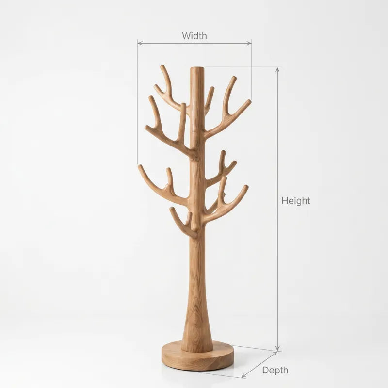 Sculptural Tree Branch Solid Wood Coat Rack & Freestanding Hall Tree