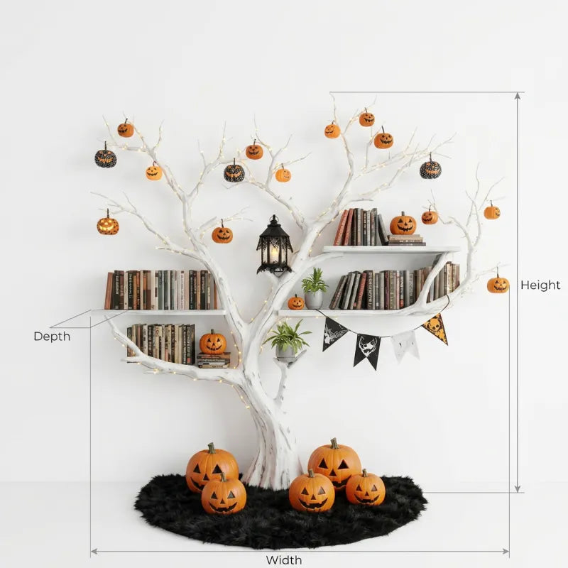 Sculptural  Tree Branch Solid Wood Halloween Bookshelf