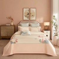 Elegant Pink Lotus Duvet Cover Set