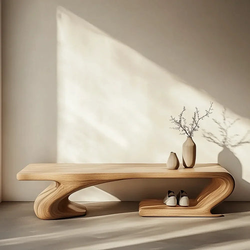 Solid Wood Entryway Narrow Shoe Rack Bench