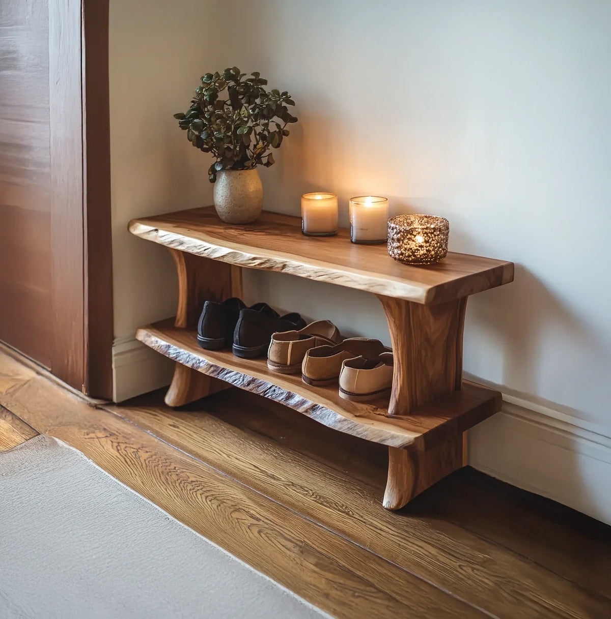 Shoe storage bench for living room and hallway use