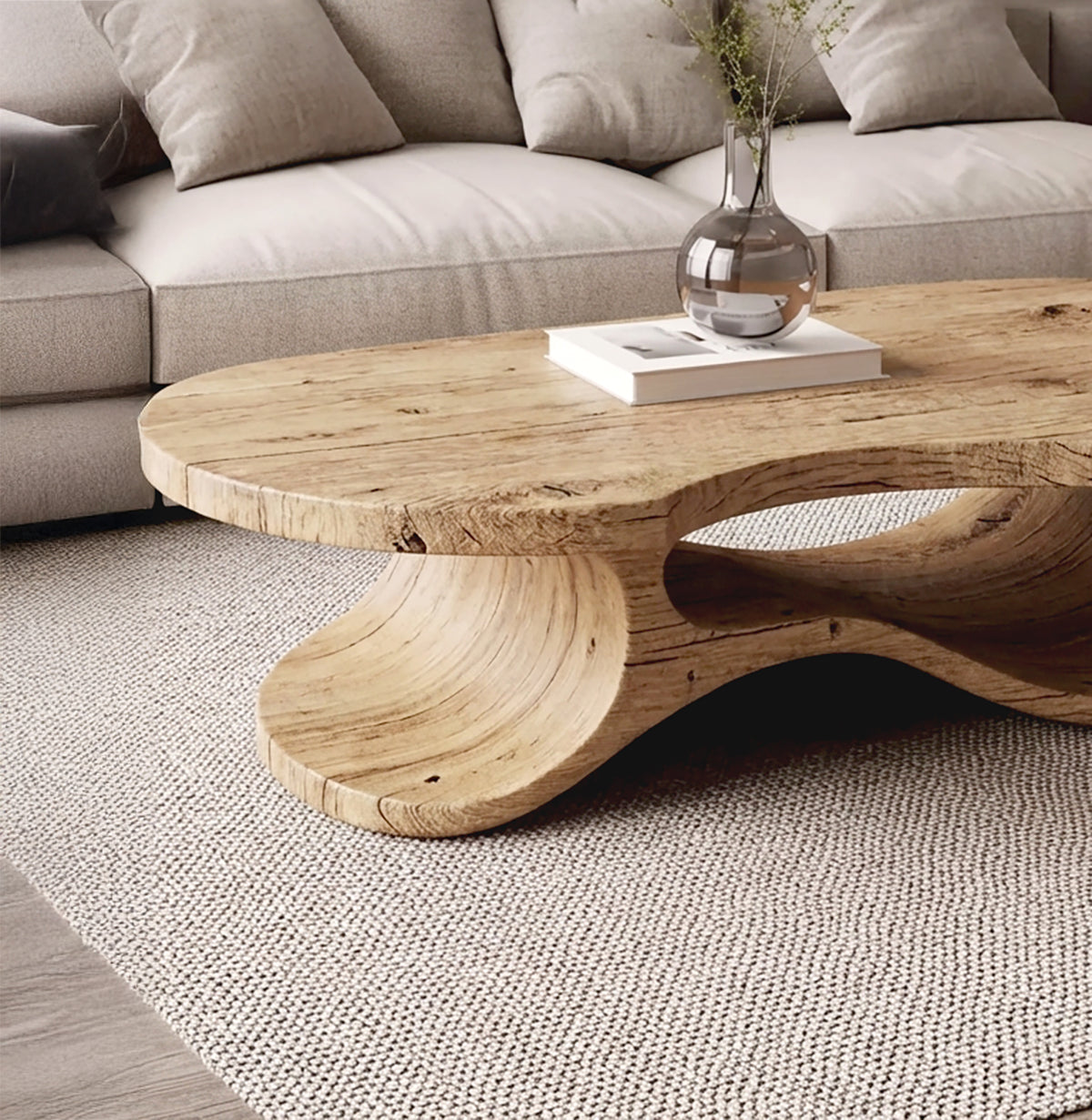 Solid Wood Coffee Table Handcrafted Organic Live Edge Center Table