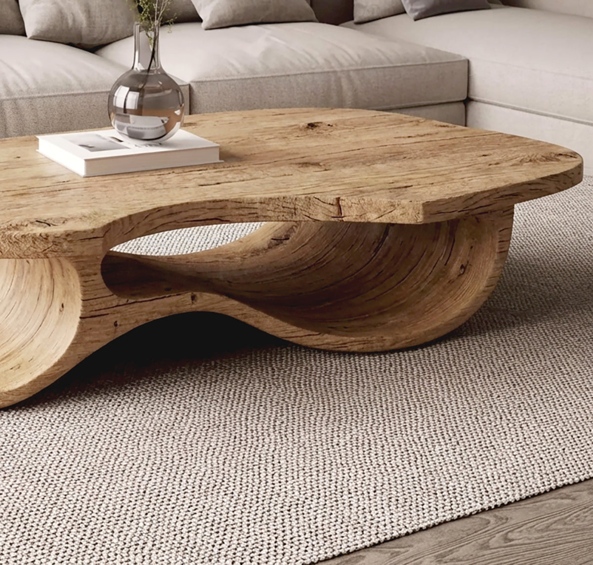 Solid Wood Coffee Table Handcrafted Organic Live Edge Center Table