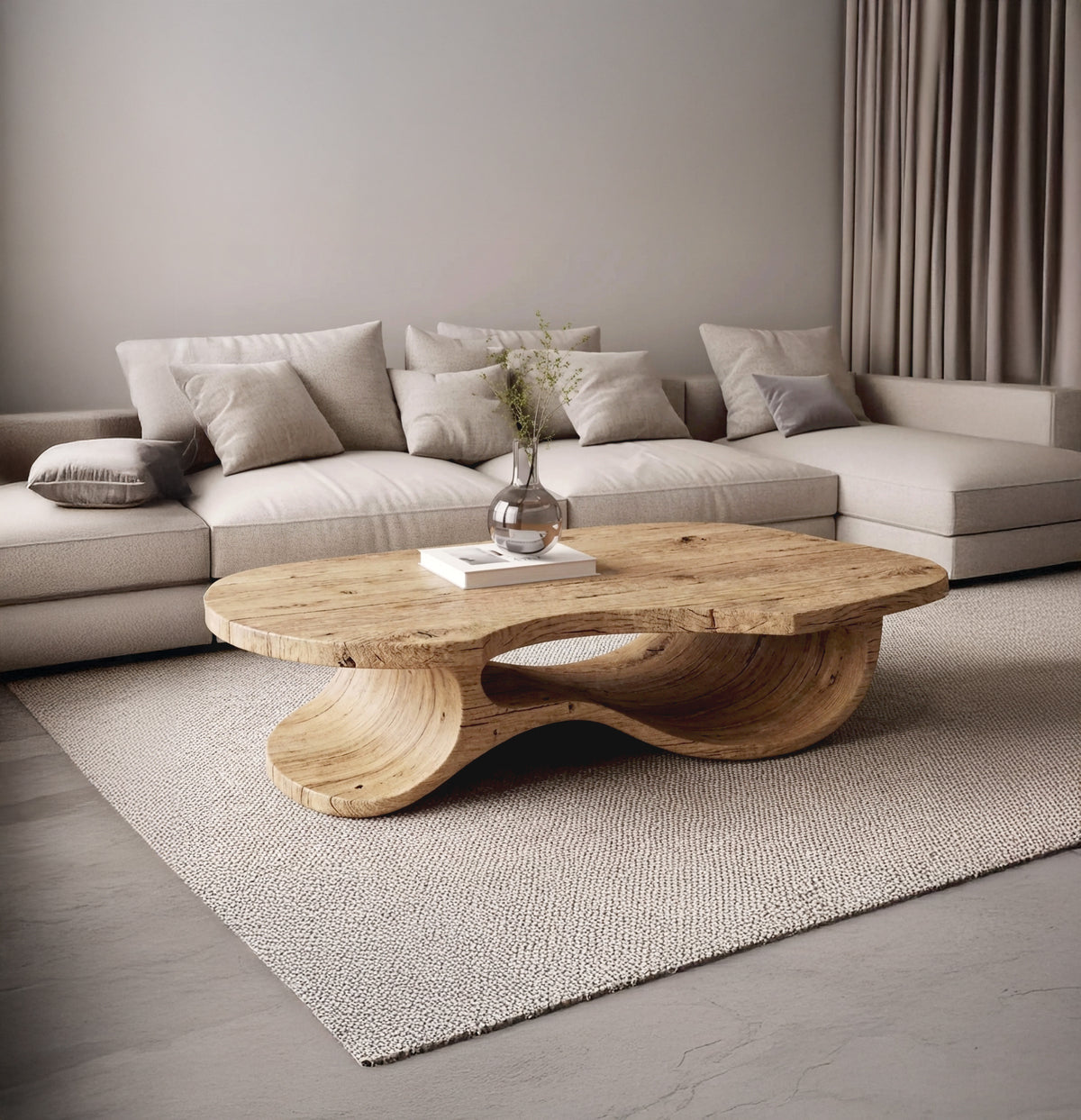 Solid Wood Coffee Table Handcrafted Organic Live Edge Center Table