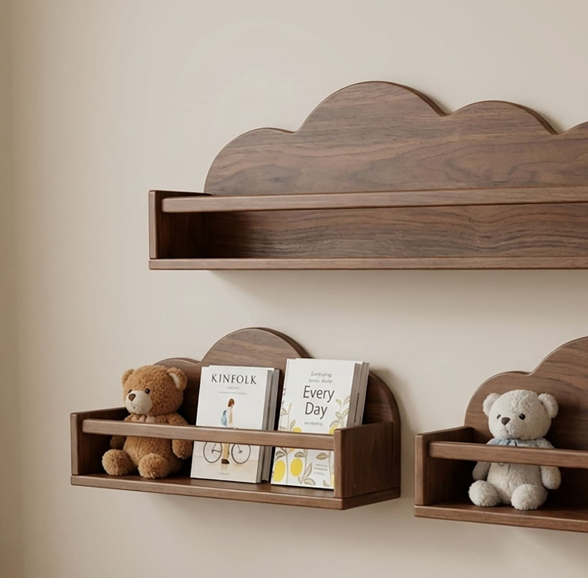 Solid Wood Floating Shelf Book Ledge & Kids' Wall Decor