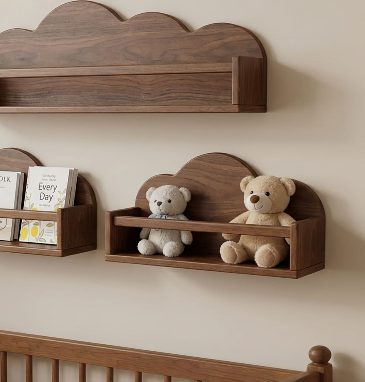 Solid Wood Floating Shelf Book Ledge & Kids' Wall Decor