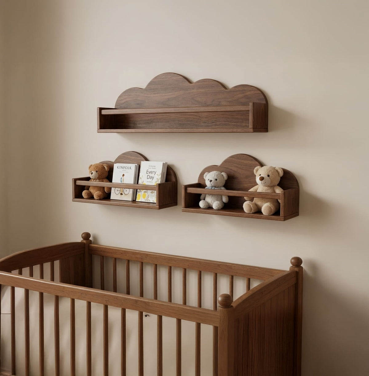 Solid Wood Floating Shelf Book Ledge & Kids' Wall Decor