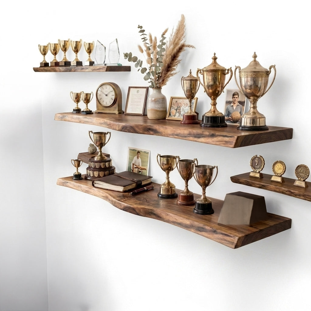 Solid wood medal display rack for sports awards and trophies